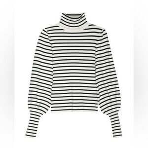 A.L.C. Striped Karla Top - White & Midnight - Size L